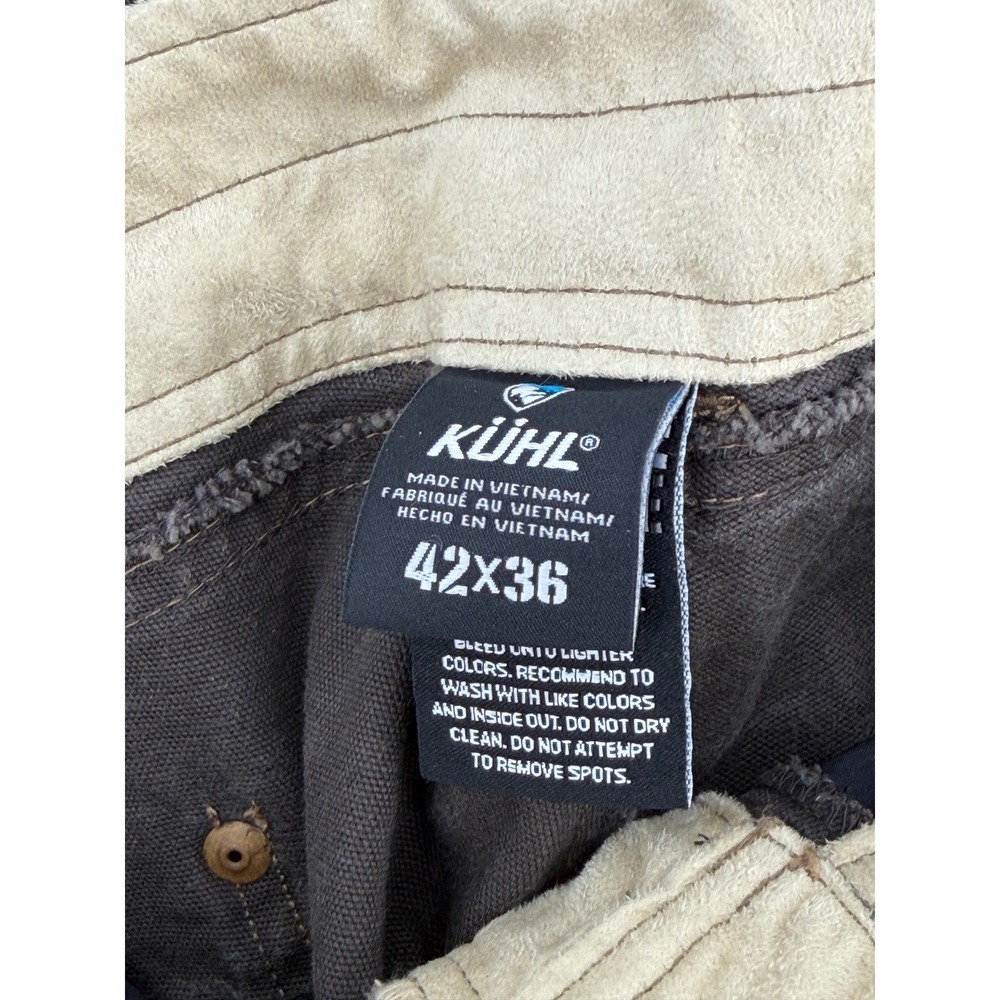 KUHL The Law‎ Mens 42x36 Brown Heavyweight Canvas Work Pants 5117 Vintage Patina - Picture 4 of 9